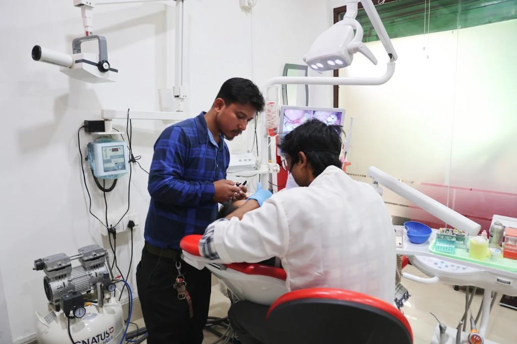 Dental procedure in progress